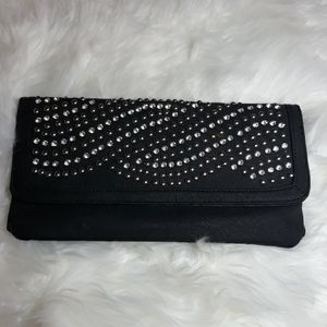 Toki Black Hand Clutch with beads & rhinestones